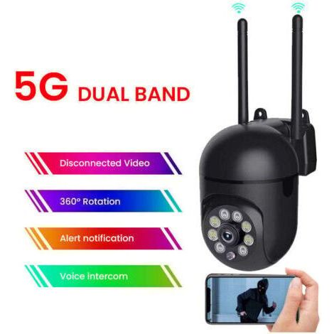 Caméra de surveillance extérieure IP WiFi 2.4 + 5G HD 1080P Zoom x4 Suivi humain Vision nocturne couleur Angle de rotation 355° (1/4)