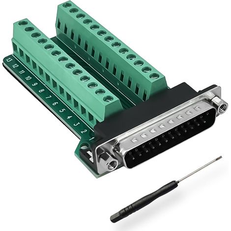 DB25-Steckeradapter – 1 Stück – Kupfer und PBT – RS-232 auf Klemmenblock-Umwandlung – Industrie und IT – 86,5 x 53,3 mm (1/4)