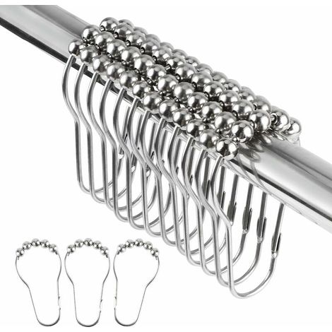 36 anillos de ducha de acero inoxidable con sistema de deslizamiento de rodamientos de bolas para barra de ducha. (1/5)
