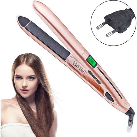 Fer À Repasser Pour Cheveux - Plaques En Céramique Et Tourmaline - Température Réglable 140 À 230 °C - Cordon Pivotant 360° - 1 Unité (1/5)