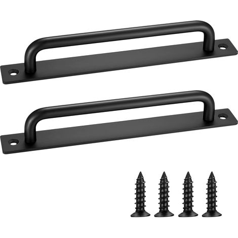 Poignée de Porte Noire 2 Pièces en Aluminium,Poignée Coulissante pour Porte de Grange Intérieure/Extérieure,Armoire,Placard,Chambre avec 4 Vis,244mm (1/5)