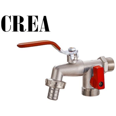 Garden Faucet with 1/4 Turn Flat Handle, Dual Outlet (1/2)