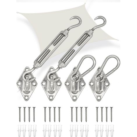 Fixation Toile Ombrage Carrée - Kit Voile Solaire - Attache Protection Soleil