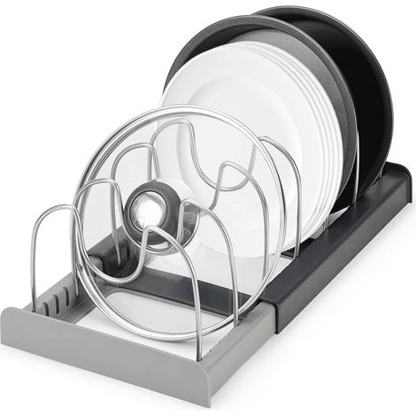Organisateur de couvercles de casseroles, peut contenir jusqu'à 6 couvercles de casseroles ou poêles à frire, égouttoir à vaisselle de type tiroir (1/5)