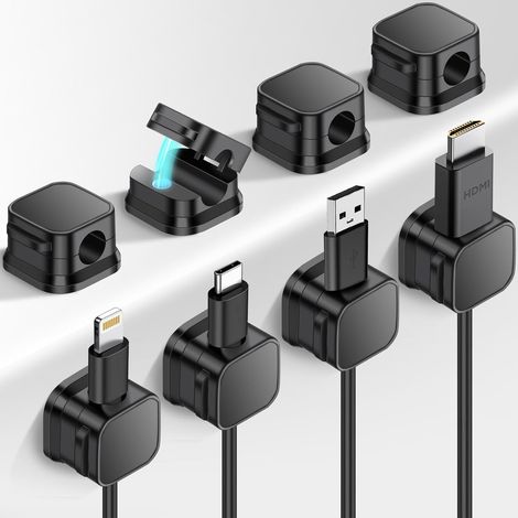 8 Pcs Clips de Gestion de Câbles Magnétiques, Clips Rangement de Câble, pour Câble Chargement USB, Câbles d'alimentation, pour Maison, Bureau (Noir) (1/5)