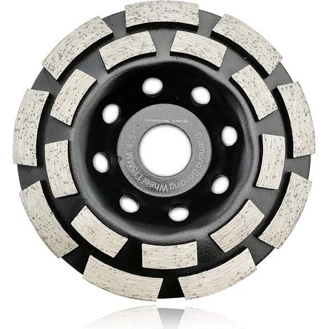 4-1/2 Zoll zweireihige Diamant-Schleiftopfscheibe für Beton, Granit, Marmor, Mauerwerk und Ziegel, passend für 7/8 Zoll Dorn