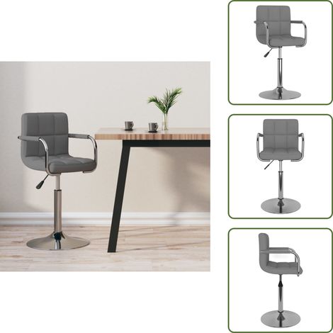 Asiento giratorio - vidaXL Taburete de cocina de tela gris claro - Silla de barra