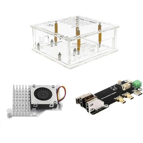 Boîtier + radiateur + carte adaptatrice HDMI compatible HD pour Raspberry Pi 5 - Noir (1/5)