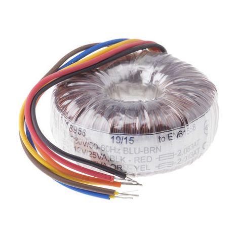 Transformateur torique RS PRO 2 sorties, 2 x 115V c.a. 2 x 40V c.a., 500VA ( Prix pour 1 )