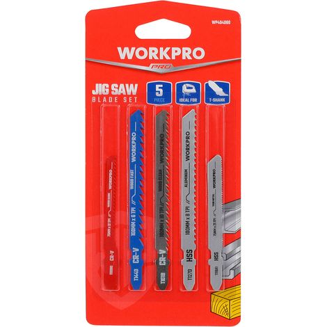 Jeu de 5 lames pour scie sauteuse WORKPRO® pour le bois et le métal (1/2)
