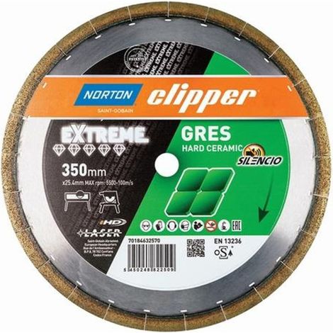 NORTON CLIPPER Diamanttrennscheibe Extreme Gres Silencio Ø 350 mm Bohrung 25,4 mmSegmentbreite 2,2 mm Segmenthöhe 15 mm (1/2)