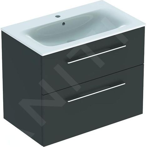 Geberit Selnova Square - Meuble-vasque 635x788x480 mm, avec vasque, 2 tiroirs, gris velouté mat 501.241.00.1 (1/3)