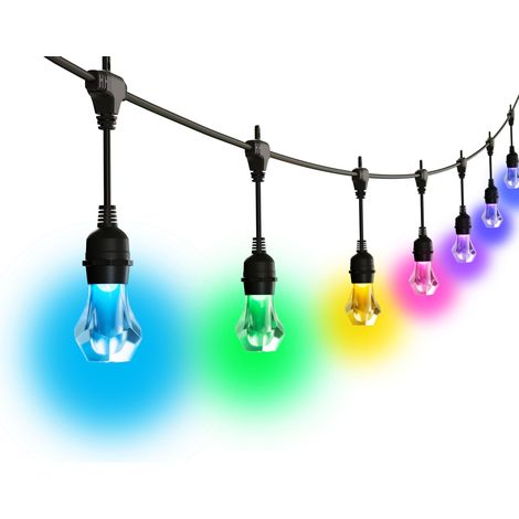 Guirlande Lumineuse Extérieure Kit de Démarrage 15M LED RGBICW - Guirlande Connectée 16M Couleurs, IP65 Imperméable, 20 ampoules LED, WiFi Bluetooth Matter, Jardin (1/5)