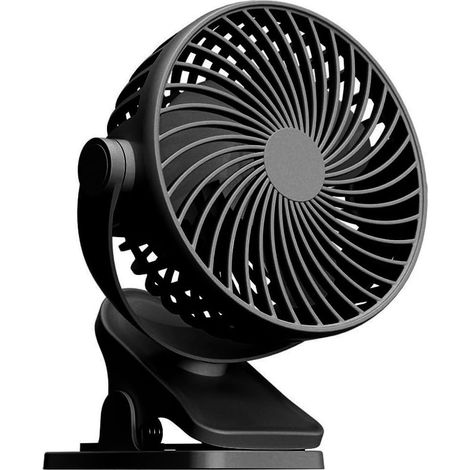 Rechargeable Fan with 720° Rotation, USB Powered Desk Clip Fan for Outdoor Camping, Beach, Tent, and Home Office Cooling(Black) (1/5)