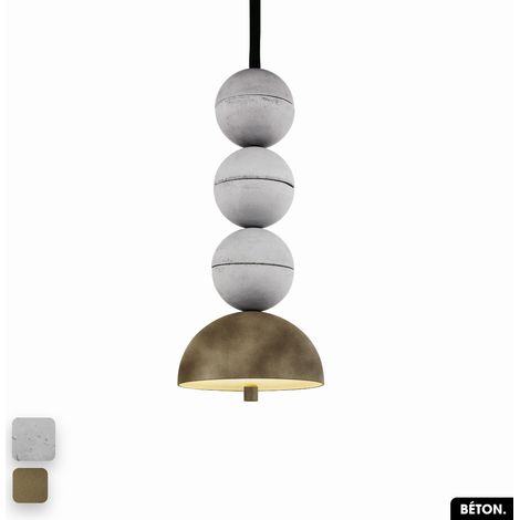 Lampe de suspension en béton velours - BOSFOR CONCRETE VELVET BLANC - PEYOTE 3 BALLES LED 14W (1/2)