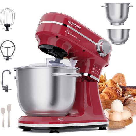 Küchenmaschine und elektrischer Handmixer, leistungsstarker 1500-W-Motor,
mit zwei Rührschüsseln aus Edelstahl (4,5 L und 5,5 L),
multifunktionaler Knethaken, geeignet zum Backen und Kneten von Teig –