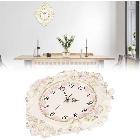 Orologio da parete in stile europeo, modello classico in resina decorativa, dimensioni 39x31,5 cm, ideale per soggiorno e ristorante. (1/4)