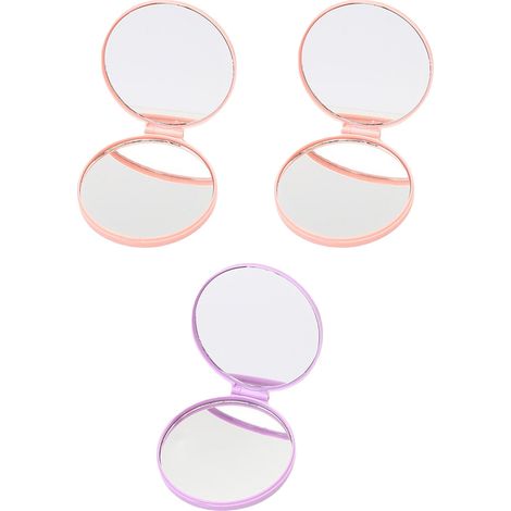 Miroir De Maquillage Pliant En Plastique Miroir Rond Embossé Pour Voyage Et Sac À Main 1 Pièce (1/5)