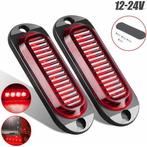 Feux de gabarit LED 12/24V x10 Rouge, Lampe latérale de signalisation pour remorque, camion, caravane, camping-car - Feux de position étanches à fixation latérale (1/5)