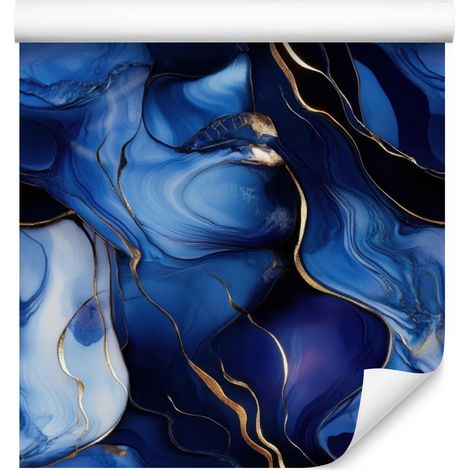 Papier peint bleu encre, bleu marine, noir et azur 50x1000 cm (1/5)