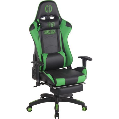 Silla Gaming Turbo Negro/verde Simil cuero