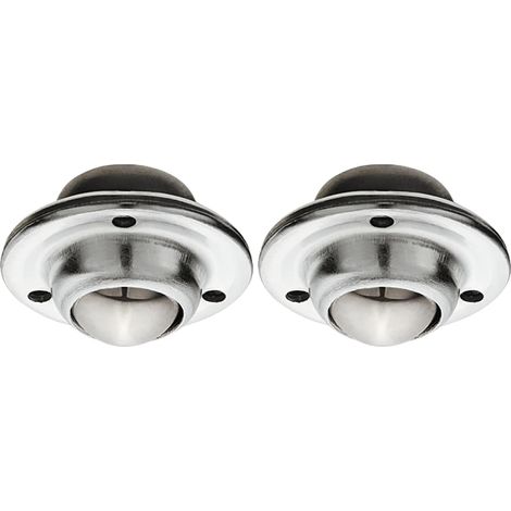 2x Roulette à bille avec plaque à encastrer et visser pour meuble Anti rayure Universelle Mini Rouleau Roue Galet Pied Meuble Casier Chariot Rangement, Ø25mm capacité de charge 6kg (1/2)
