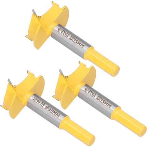 3 forets de centrage de 35 mm pour charnières, trous ouverts allongés, en acier inoxydable, pour le travail du bois (1/5)
