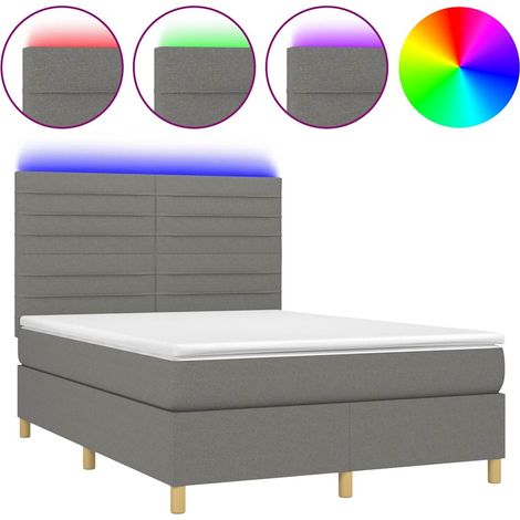 Maison Exclusive - Cama box spring colchón y luces LED tela gris (1/5)