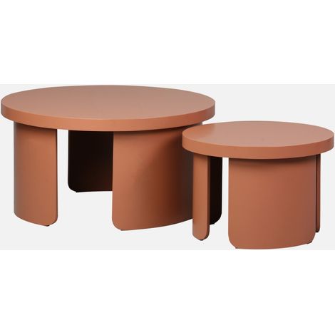 Set di 2 tavolini rotondi impilabili