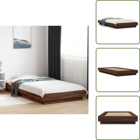 The Living Store Bettgestell Braun Eichen-Optik 75x190 cm Holzwerkstoff - Holzbettwäsche - Doppelbett - Bettkasten - Boxspringbett - Lattenrost