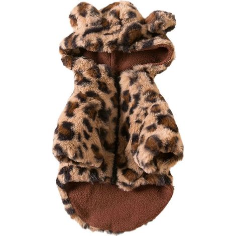 Aosijia Sweat à capuche polaire pour chien, imprimé léopard, manteau pour chien, veste d'hiver chaude pour petit chien, costume pour animal de compagnie, taille S, marron (1/5)