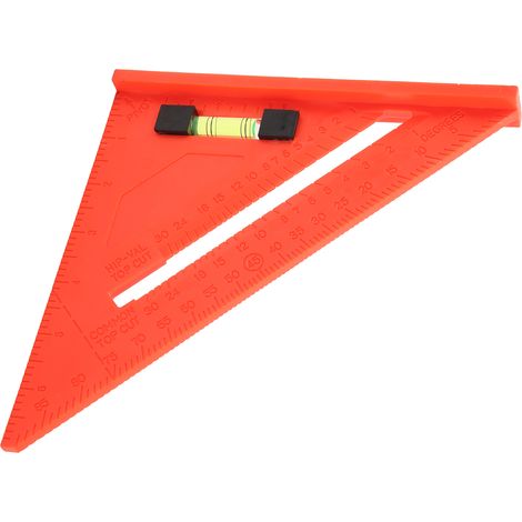 Équerre triangulaire à 45 degrés de 18 cm (7 pouces) en plastique rouge, outil de mesure pour le travail du bois, idéal pour les menuisiers. (1/5)