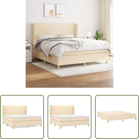 vidaXL Kopfteil - Boxspringbett mit Matratze Creme 180x200 cm Stoff (1/5)