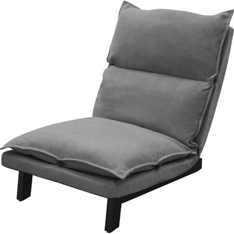 ML-Design Chaise de Sol Gris, Fauteuil Lounge de Relaxation Rembourré, Dossier Réglable, Housse Douce en Lin, Structure en Acier Robuste, Coussin de Siège Canapé Méditation, Lazy Sofa pour Salon (1/5)