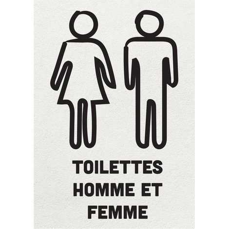 Panneau PVC "TOILETTES HOMME ET FEMME" fond blanc format A5 (1/3)