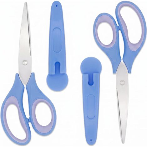 Set van 2 blue scharen with comfortabele grip van 16 cm voor kantoor, knutselen and school - Ultrascherpe bladen, duurzaam, ideaal voor kinderen and volwassenen voor het schoonmaken van van tuin, terr