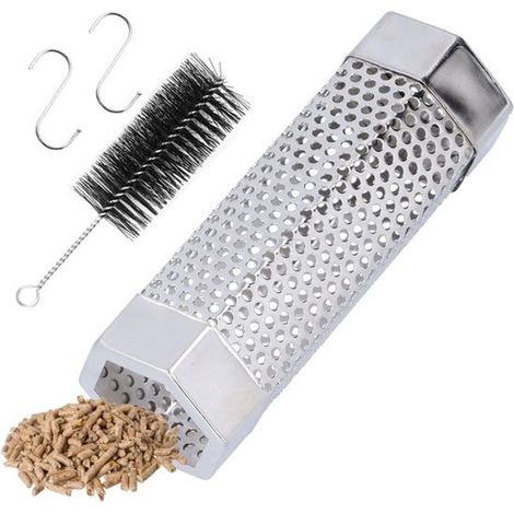Grillschlauch aus Edelstahl – Länge 15,5 cm mit Bürste und Haken (1/5)