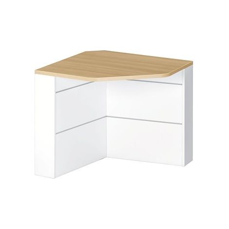 Banc d'accueil d'angle pour personne à mobilité réduite L 83 x H 74 cm – Panneau mélaminé 25 mm – Chêne clair – Confort optimal – Gautier