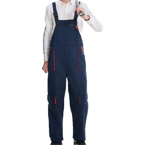 Heavy-duty work overalls with knee pad pockets and multi-pockets, multicoloured (1/5)