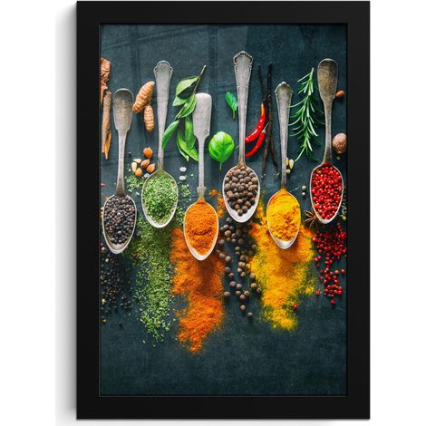 Framed Poster Herbs - Spices - Spoons 20x30 cm (1/5)
