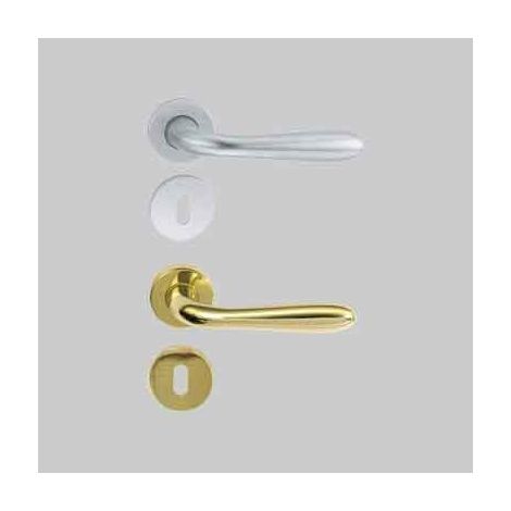 MANIGLIA 'AGNONE' CON ROSETTA E BOCCHETTA Foro patent - Oro lucido