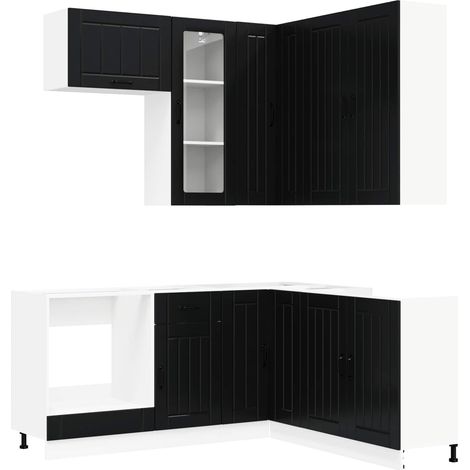 Maison Exclusive - Kuchyňská jednotka LUCCA 8 ks Černá Kompozitní dřevo (1/5)