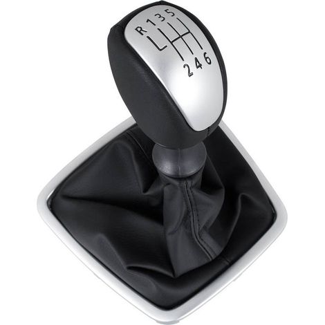 Pommeau de levier de vitesses Renault Laguna III 07-15 noir/argent + soufflet noir avec cadre argenté, boîte 6 vitesses (1/5)