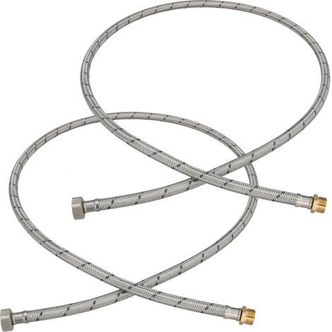 Connettore flessibile 3/8” 1/2” femmina-maschio in acciaio, 140 cm, set da 2 pezzi (1/5)