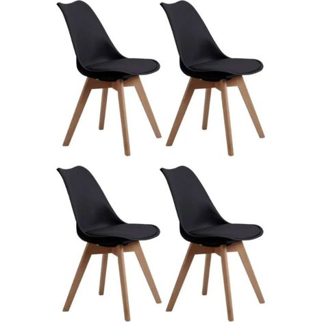 Bistro Pack 4 Sillas Comedor Negra 84x54x48 cm (1/3)
