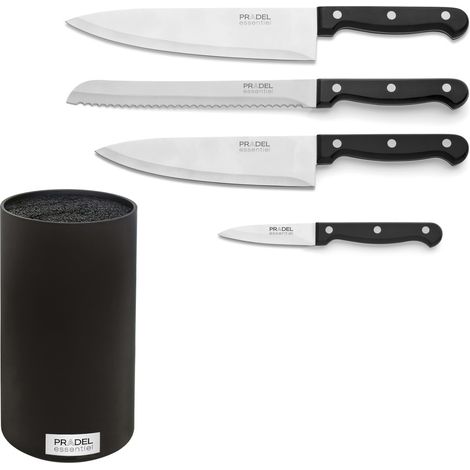 Craft - Bloc plastique noir spaghettis avec 4 couteaux de cuisine (1/5)
