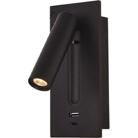 AMXCNOY Liseuse LED encastrée 3 W, lumière chaude 3000 K, rotative à 350° et pliable à 90°, en aluminium anti-corrosion, avec charge USB et port Type-C (1/5)
