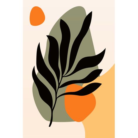 Papier peint panoramique - Feuille Boho - 130 cm x 195 cm (1/2)