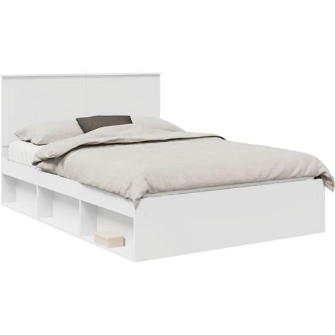 Maison Exclusive - Cadre de lit Blanc 140 x 190 cm Bois de pin massif (1/5)