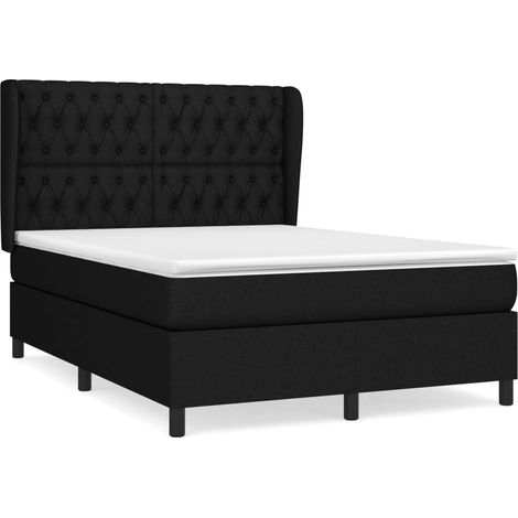 Sommier à lattes de lit avec matelas Noir 140x200 Tissu (1/5)